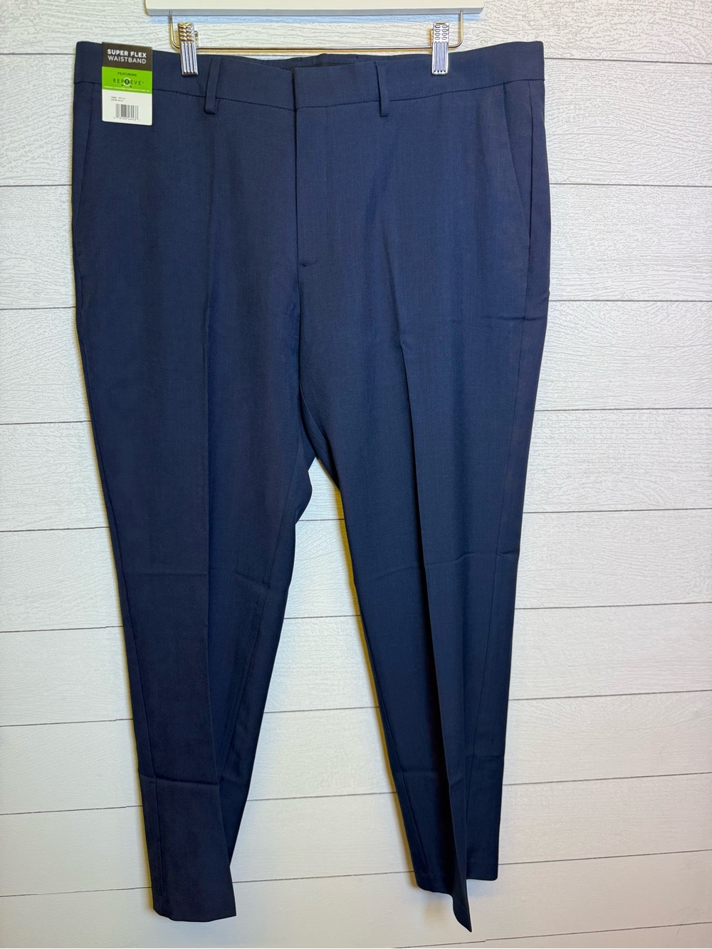 Haggar Navy Men's Dress Pants Straight Fit with Stretch Waistband 38x30 NWT